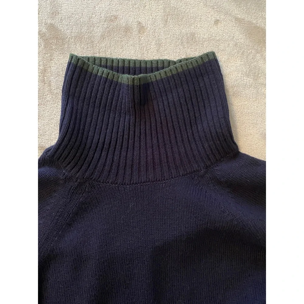 Banana‎ Republic Sweater Mens L Navy Blue Apres Ski Turtleneck Cotton Wool Blend